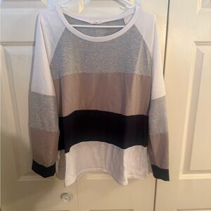 Chic Color Block Long Sleeve Tee